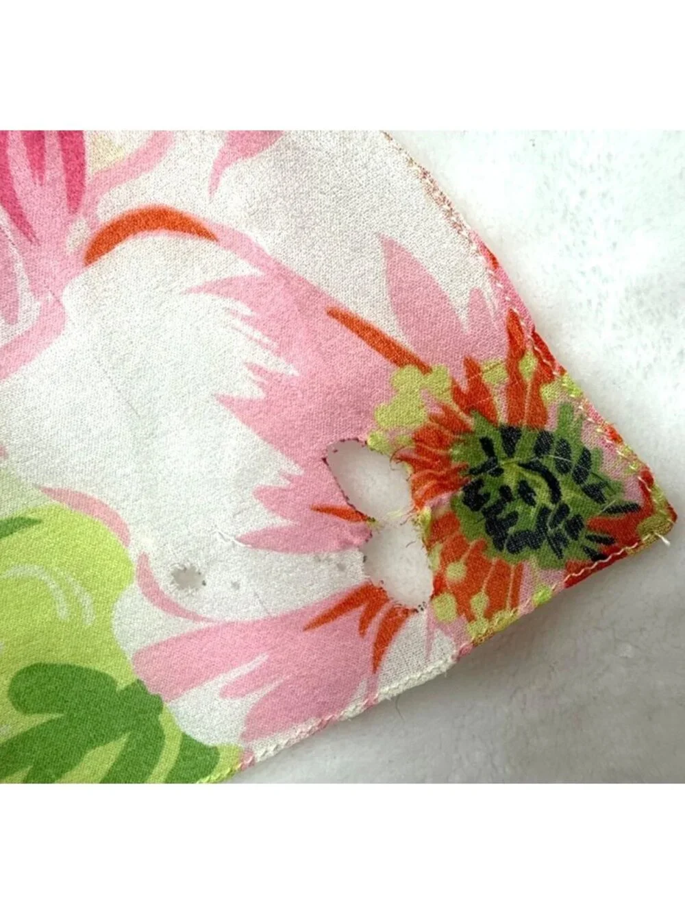 vintage Diane Von Furstenberg DVF rectangle long silk scarf floral (burn hole)